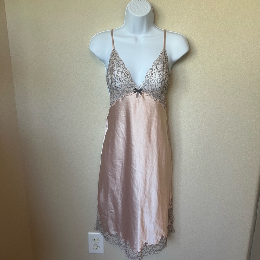 Victoria's Secret Pink Chemise with Gray Lace